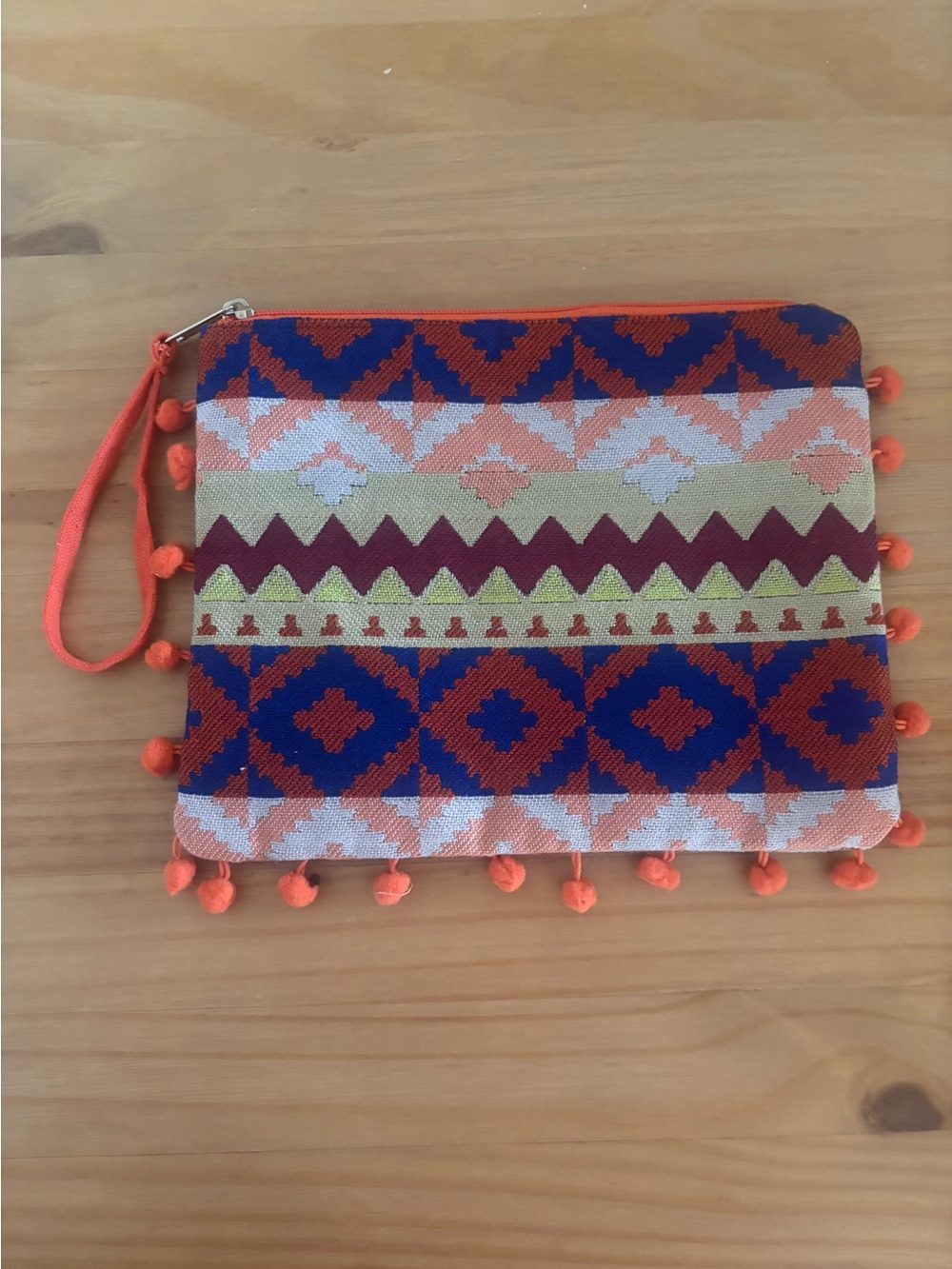 America & Beyond Pompom Colorful Pom-Pom Geometric Wristlet Clutch
